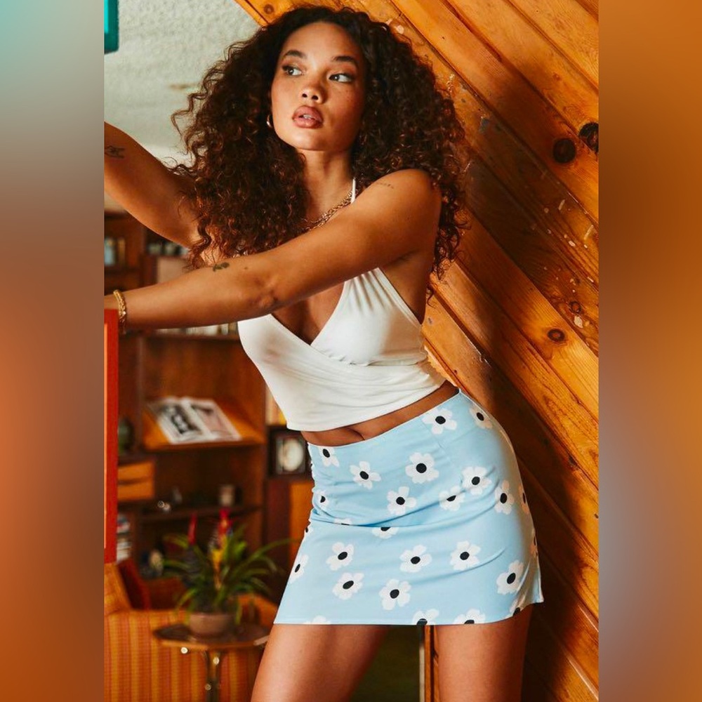 Princess Polly Shelly mini skirt Blue US 4